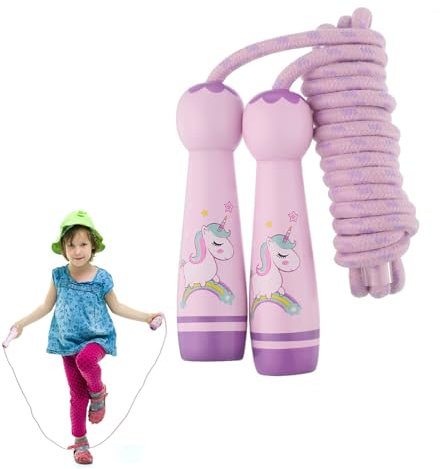 Jump Rope Kids,Kids Skipping Ropes Purple Adjustable Children's Jumping Ropes Skipping Rope with unicorn pattern Handle for Boys and Girls and Beginners Fitness Outdoor Exercise