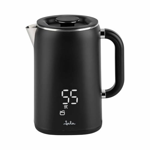 JATA JEHA1575 - Hervidor Agua Electrico. Capacidad: 1.7 L. 5 Temperaturas. 1500 W. Máxima rapidez. Base giratoria 360º. Pantalla LED. Libre de BPA. Fácil Limpieza. Jarra sin Cable