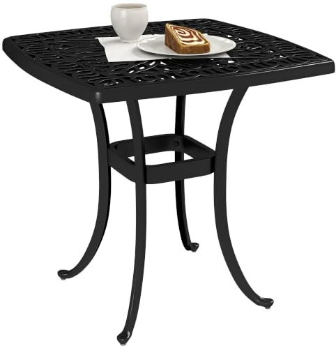 Outsunny Outdoor Garden Table Cast Aluminium, 54 x 54 cm Black