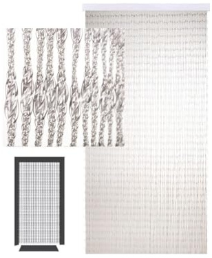 DEFACTO Cortina de hilos para puerta de 100 x 200 cm – Cortina de hilo brillante para puertas – Christall – Cortinas de PVC – Franjas de PVC – Brillo brillante – Fabricado en Italia – Goccia