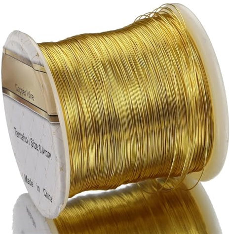 Aluminiumdraht 1 Rolle, kein Verblassen, formbarer, anlaufbeständiger Kupferdraht for die Herstellung von DIY-Armbändern, Ohrringen und Schmuck zum Basteln Schmuckherstellung(Gold Color,0.4mm-250meter