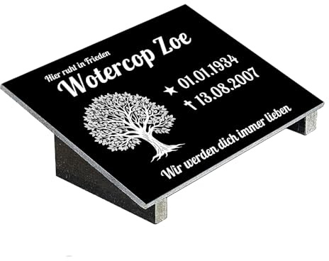 Grabplatte mit Inschrift aus Granit, personalisierbar Gedenktafel für Urnengrab, Grabstein für 1-2 Pers., Urnengrabstein N36 (30x40cm mit Stützen)
