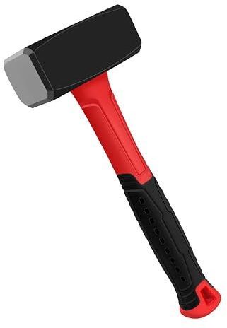 C&T Fäustel 1500g,Feustel-Hammer,Schwere Hammer,Sledgehammer, verstärkte Kopf-Schaft-Verbindung zum Einschlagen von Vollnägeln,Komfortabler Fiberglas-Stiel