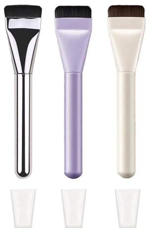 KEMUZ 3Pcs Generic Pinceau de maquillage plat pour fond de teint, pinceau à blush correcteur, pinceau de maquillage ultra fin, pinceau à poudre liquide, pour fond de teint liquide, crème ou poudre