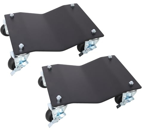 Homonova Wheel Dollies, 2500lbs Capacity Steel Car Dolly Set of 2 with Brakes, Heavy Duty Tire Skates for Vehicle Transport, Powder-Coated Finish, Premium Auto Garage Equipment (Black)