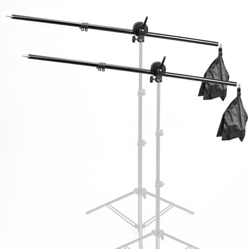 BOLLUMA Lot de 2 Bras d'extension pour trépied de 79 à 140 cm avec tête de préhension et Sac de Sable, en Alliage d'aluminium, vis 6,35 mm pour Support d'éclairage, Microphone, boîte à lumière, Flash