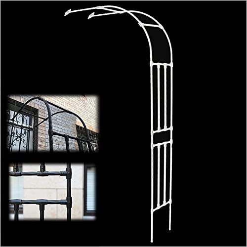 Arco da giardino bianco per piante da esterno, montaggio fai da te, pergolato a forma di rosa, cancello d'ingresso, 240 x 60 x 40 cm, ideale per vialetti e decorazione da giardino, design in metallo