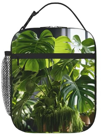 MGGAklp Monstera Deliciosa Borsa per il pranzo con stampa di palme banana portatile riutilizzabile con cerniera per lavoro, picnic, viaggi, campeggio