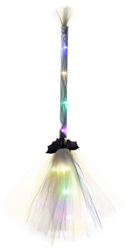 Imtrub Witches Broom Sticks for Halloween - Halloween Decor Lighted Witches Broom Sticks Party Props, Party Props Witch for Theme Parties
