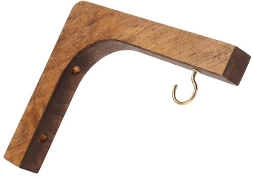 Toyvian 2 Colgadores de Madera para Plantas de Interior y Exterior, Soporte Colgante de Pared en Pino Color Nogal, Ganchos para Macetas y Decoración de Jardín Terraza