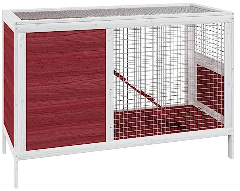 Mhdvray Kaninchenstall mit Freilaufgehege 103x44x69,5 cm, Kleintierstall aus Kiefernholz, Hasenstall doppelstöckig für Meerschweinchen und Kleintiere, Mokka Weiß Grün