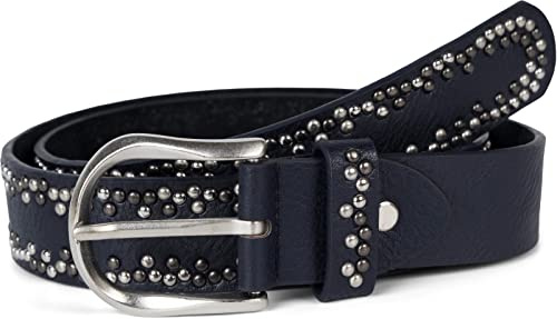 styleBREAKER Nietengürtel mit mehrfarbigen kleinen Nieten, Gürtel Kunstleder Einfarbig, kürzbar, Hüftgürtel Unisex 03010071, Farbe:Midnight-Blue/Dunkelblau, Größe:105cm