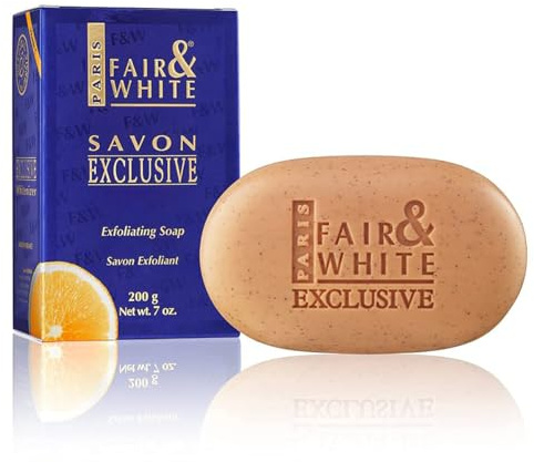 Fair and White - Sapone esfoliante esclusivo, 200 g, barra illuminante per pelli irregolari