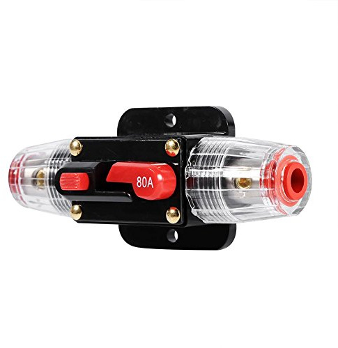 12v sicherungsautomat 80a Auto Sicherungsgehäuse, 50 Ampere -100 Ampere Wasserdichter 12-24V Leistungsschalter Sicherungshalter zurücksetzen Auto Sicherungshalter Audio Leistungsschalter (80A) | Taster-Wiederherstellung, Wasserdicht, Legierung, Kfz/Boot, 50-100A, Ersatz für AGU
