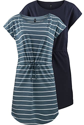 ONLY OnlMAY S/S Vestido de verano para mujer, paquete de 2 unidades, tallas XS, S, M, L, XL, XXL, a rayas, negro, 100 % algodón, XL