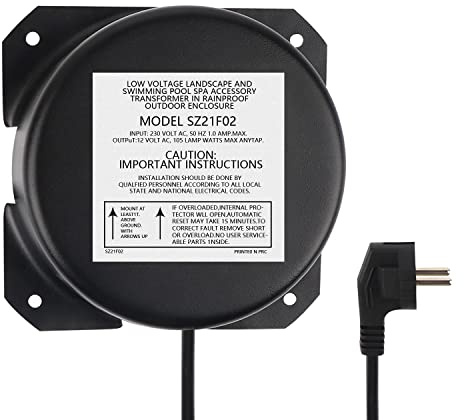 KWODE 105W Poolbeleuchtung Transformator 230V AC auf 12V AC, Niederspannungs Transformator IP67 Ringtransformator für Schwimmbadbeleuchtung, Landschafts- und Springbrunnenbeleuchtung
