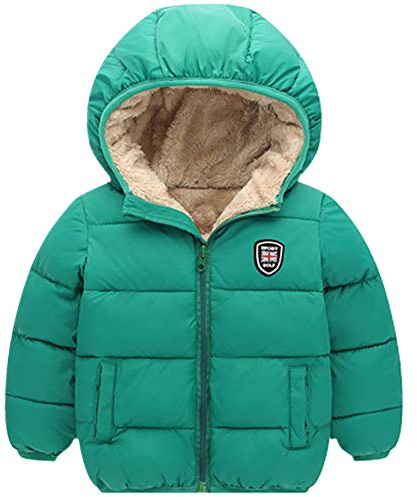 Miyanuby Manteau d'hiver épais et chaud à capuche pour bébé de 2 à 7 ans, Vert, 18-24 mois