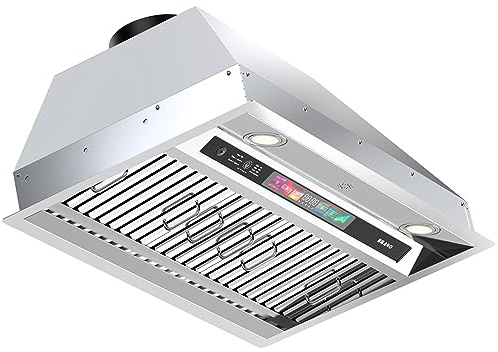 36 Inch Insert Range Hood with Voice/Gesture/Touch Control, 900 CFM Built-in Kitchen Hood Vent with 4 Speed Exhaust Fan, Memory Mode, Adjustable Lights, Ducted/Ductless Convertible