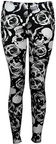P&R DANCEWEAR LTD Träning löpning yoga leggings för kvinnor – premium mjuka stretchiga hellånga yogabyxor för barn, Skalle rosor, 11-12 År