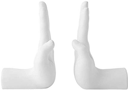 PacuM Kreative Handstatue, schiebende Handskulptur aus Kunstharz, Buchstützen, Bücherregal-Ornament mit linker und rechter Hand, Buchstopper, weiß, 19 x 9,5 cm (7 x 4 Zoll), originelles Geschenk