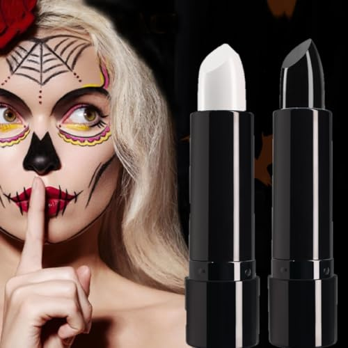 KARLOR Juego de pintura para la cara, 2 unidades, color blanco y negro, juego de pintura corporal a base de aceite, cremoso de larga duración, lápiz de maquillaje para el cuerpo, cara de Halloween,