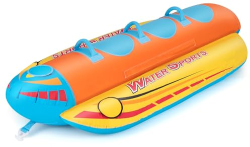 GYMAX Tubo Inflable para Bote de 1-3 Personas con Capacidad de 231 kg con Cubierta Completa de Nylon, Remolcable con Asas de Fácil Agarre y Almohadillas EVA, para Jóvenes y Adultos