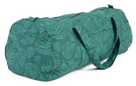 Bodhi Hot Yoga Bag | Maharaja Collection | Yogatasche aus Baumwolle mit wasserfestem Innenfutter | Große Yogamattentasche | Tasche für Yogamatte und Zubehör | Bodhi Leaves/deep Green