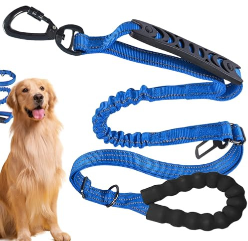 Guinzaglio da jogging per cani, a mani libere per cani, con impugnatura morbida per jogging, corsa, escursionismo, cintura per cani di grossa taglia fino a 50 kg (per 1 cane)