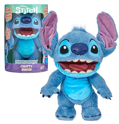 Disney Chatty Stitch Deluxe Puppetronic, interaktives Plüschtier mit Marionettenlauf, 50+ Bewegungen und Geräusche, ab 6 Jahren, berühmt (RE001000)