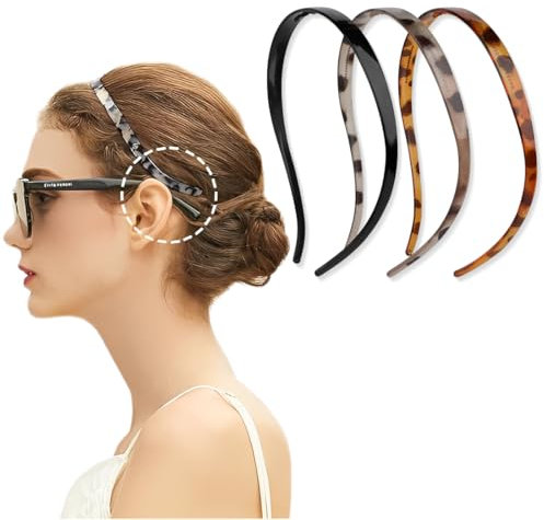 Lot de 3 bandeaux fins en plastique antidérapants pour lunettes et usage quotidien