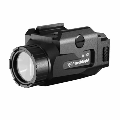 Linterna táctica universal de metal, 800 lúmenes, LED estroboscópico, luz LED montada en riel con montaje en ranura en T, compatible con Picatinny(Black)
