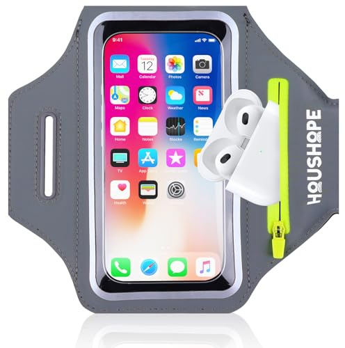 Running Armband with Cell Phone Armband for iPhone 17 16 Pro 15 14 13 Plus XR XS, Galaxy S24/S10 Water Resistant Sports Phone Holder Case & Card Slot & Key Pockets for 6.7 Phone