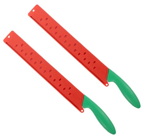 Kichvoe Cuchillo para Cortar Sandía 2 Piezas Acero Inoxidable Hoja Dentada Extendida Cuchillo Pan Rebanadora Seguro y Preciso para Frutas Grandes Hogar Cocina