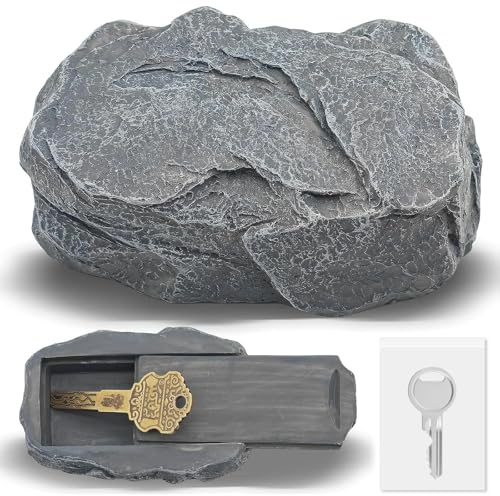 Outdoor Fake Rock Key Hider Outside Waterproof, Realistic Garden Key Hider & Key Safe Outdoor, Resin Artificial Rocks for Spare Key Storage, Hidden Safe Diversion Safes