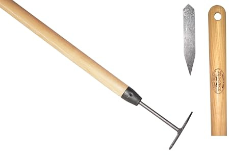 Dewit Long Handle V-Groove Paver Cleaner – 60” | Tempered Boron Steel Head with Ash Wood Handle | Weeder and Joint Cleaner for Pavers, Bricks & Tight Spaces | Lightweight Garden Tool (1 lb)