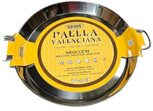 Guison Paella-Pfanne aus Edelstahl mit Sandwichboden, Silber, 50 cm, 4 Stück