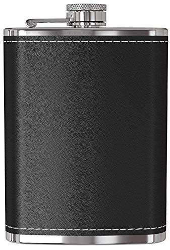 Flacon pour boisson alcoolisée Uteruik - Flacon étanche en acier inoxydable avec étui en cuir noir et étui en cuir noir de 9 oz Flagon pour alcool, whisky, rhum et vodka, cadeau pour homme