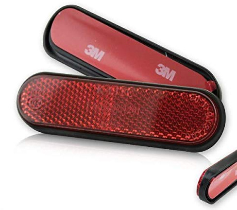 2 x Gabel-Reflektor Motorrad abgerundet rot 90x24mm Rückstrahler Katzenauge Roller Quad selbstklebend E-geprüft