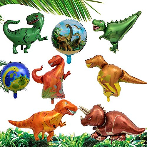 8 Stück Dinosaurier Ballons set,Riesen Dschungel Dino Folienballon für Mädchen Junge Geburtstag Party Dekoration,Helium Luftballons Jungle Tiere für Geburtstagsdeko