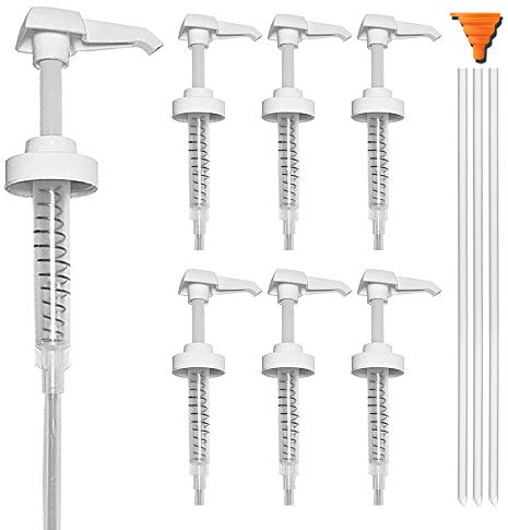 6 Pack Gallon Jug Pump Dispenser 38-400 Syrup Pump for Gallon Jug Dispensing - 7cc Lotion Gallon Shampoo Pump Top Replacement, Fits 1 Gallon Bottle 64oz 128oz Hand Sanitizer Containers, Plus Funnel