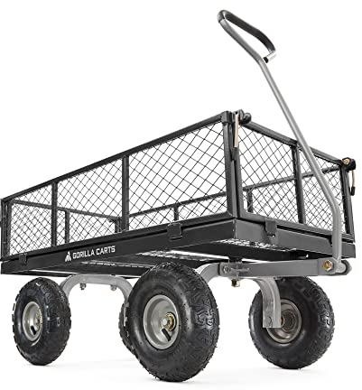 Gorilla Wagen, 362,9 kg Kapazität, robust, Robustes Stahlgeflecht, wandelbar, Flachbett, Garten, Outdoor, Transport, Nutzfahrzeug, Wagon, Wagon, Wagon, schwarz