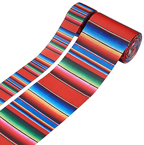Pandahall 2 rotoli di nastro per feste messicane a strisce colorate arcobaleno, nastro in grosgrain, per fai da te, confezione regalo, decorazione per feste di autunno 2 taglie