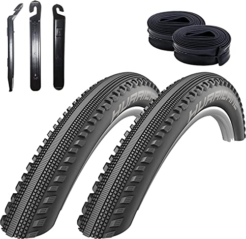 2 x Schwalbe Hurricane Performance Fahrradreifen schwarz 57-584 (27,5 x 2.25) + 2 Schläuche SV19 inkl. 3 Reifenheber