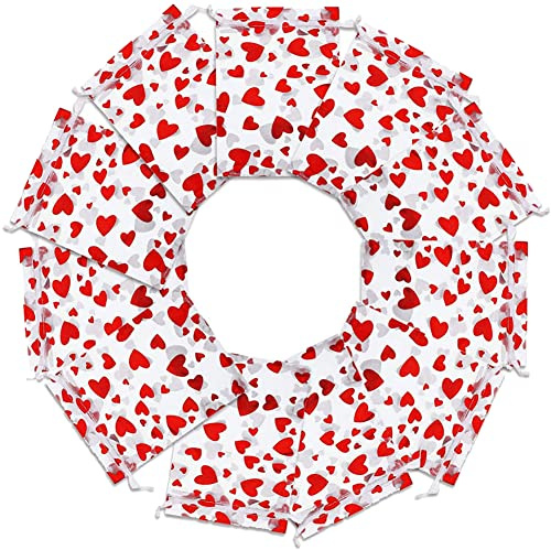 JIHUOO 50 Stück Valentinstag Organzasäckchen Organzabeutel Organza Säckchen Beutel Schmuckbeutel Geschenkbeutel für Hochzeit