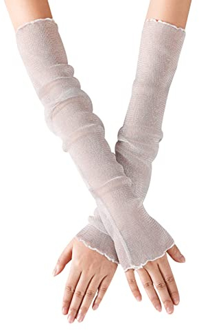 iSpchen 1 Paar Summer Ärmlinge Sonnenschutz Armstulpen Damen Elegante Spitzenhandschuhe Kühlung Eisseide Arm Sleeve Ultradünne Spitzen Armschutz Ärmel für Radfahren,Laufen,Golf,Fahren