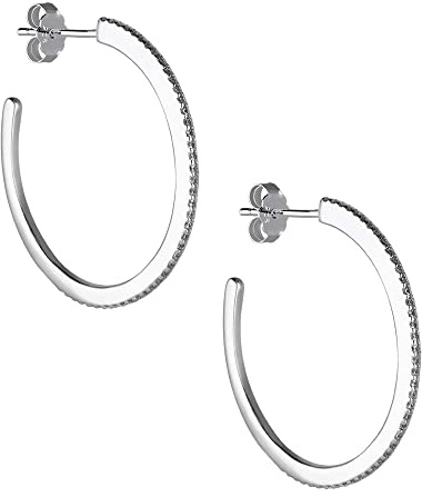 Treuheld® Große 925 Sterling Silber Creolen-Ohrstecker mit Kristallen