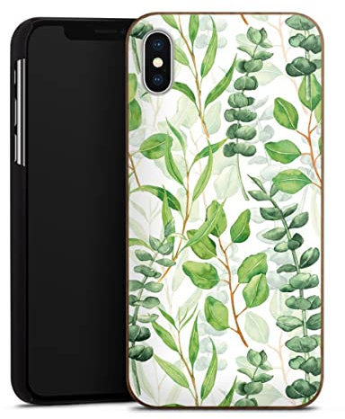 DeinDesign Coque en Bois Compatible avec Apple iPhone XS Max Coque en Bois veritable Coque de Protection en Bois Eucalyptus Fleurs Tendances