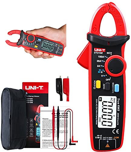UNI-T UT210E Mini Digital Clamp Meter 100A AC DC Strom Spannung True RMS Zange Amperemeter Widerstand, Kapazität, Diodentester Multimeter mit Krokodilklemme