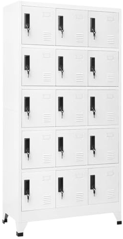 Camerina Schließfachschrank Weiß 90x40x180 cm Stahl SchließFachschrank Spind Organizer Garagenschrank Spind Schrank