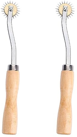 2Pcs Tracing Wheel Sewing Tools Stainless Steel Roller Pattern Wheel Wooden Handle Needle Point Tracing Wheels Overstitch Tracing Pricking Wheel for DIY